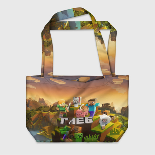Пляжная сумка 3D Глеб Minecraft