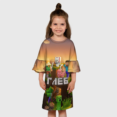 Детское платье 3D Глеб Minecraft, цвет 3D печать - фото 4