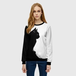 Женский свитшот 3D Черный силуэт кота - фото 2