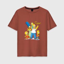 Женская футболка хлопок Oversize Симпсоны - веселая семейка