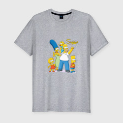 Мужская футболка хлопок Slim Симпсоны - веселая семейка