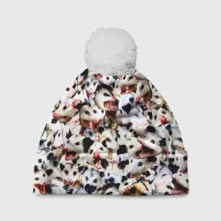 Шапка 3D c помпоном Опоссумы