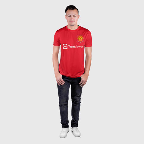 Мужская футболка 3D Slim с принтом Криштиану Роналду Манчестер Юнайтед форма 2022/2023, вид сбоку #3