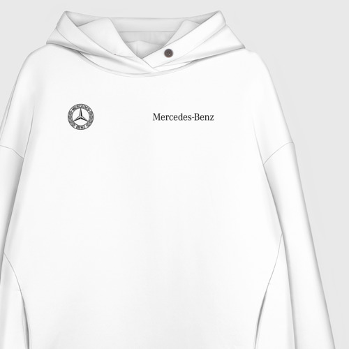 Женское худи Oversize хлопок Logo Mercedes-Benz, цвет белый - фото 3