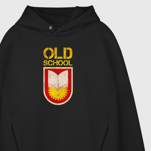 Мужское худи Oversize хлопок Old School emblem, цвет черный - фото 4