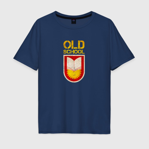 Мужская футболка хлопок Oversize Old School emblem, цвет темно-синий