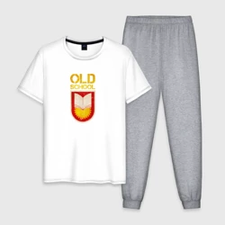 Мужская пижама с белой футболкой хлопок Old School emblem