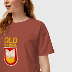 Женская футболка хлопок Oversize Old School emblem - фото 2