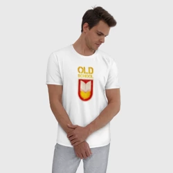 Мужская пижама с белой футболкой хлопок Old School emblem - фото 2