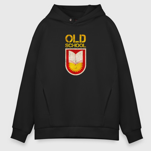 Мужское худи Oversize хлопок Old School emblem, цвет черный