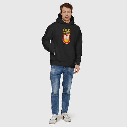 Мужское худи Oversize хлопок Old School emblem, цвет черный - фото 6