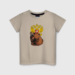 Детская футболка хлопок Патриотичный медведь на фоне герба
