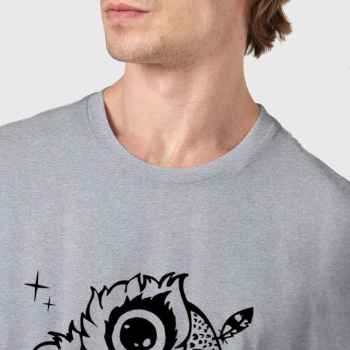 Мужская футболка хлопок Сова на кружке с сердечком, цвет меланж - фото 6