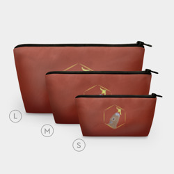 Косметичка 3D Капибара нюхает цветок на бордовом фоне - фото 2