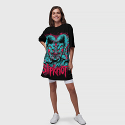 Платье с принтом Slipknot demon для женщины, вид на модели спереди №3. Цвет основы: белый