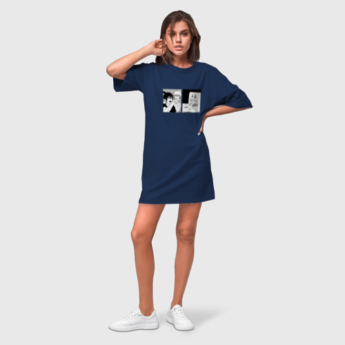 Платье-футболка хлопок Aki Denji Power, цвет темно-синий - фото 3
