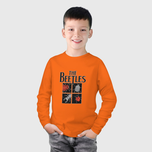 Детский лонгслив хлопок с принтом The Beatles - Жуки, фото на моделе #1