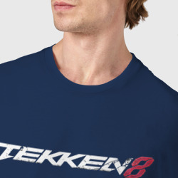 Футболка с принтом Tekken 8 - логотип для женщины, вид на модели спереди №4. Цвет основы: темно-синий