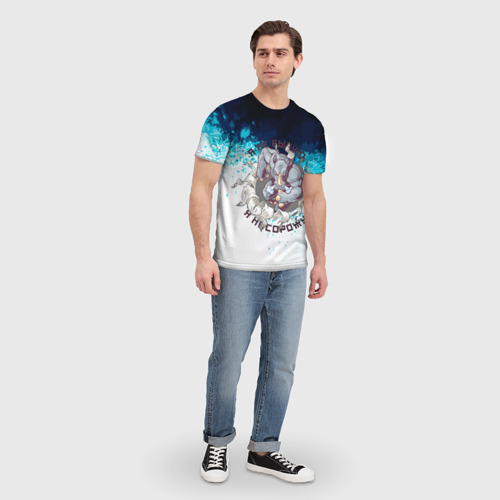 Мужская футболка 3D с принтом Угроза от носорога, вид сбоку #3