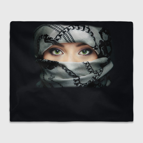 Плед 3D Зеленоглазая девушка в хиджабе, цвет 3D (велсофт)