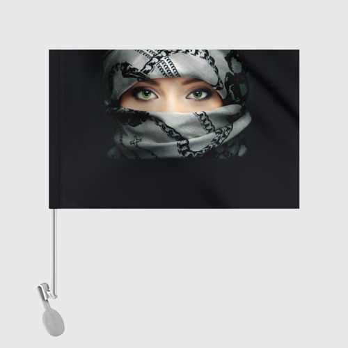 Флаг для автомобиля Зеленоглазая девушка в хиджабе - фото 2
