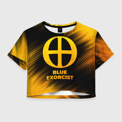 Женская футболка Crop-top 3D Blue Exorcist - gold gradient, цвет 3D печать