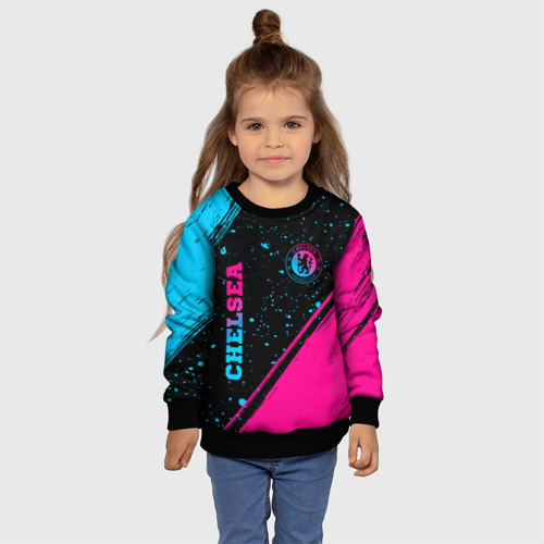 Детский свитшот 3D Chelsea - neon gradient: надпись, символ, цвет 3D печать - фото 7