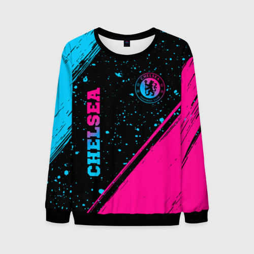 Мужской свитшот 3D Chelsea - neon gradient: надпись, символ, цвет черный