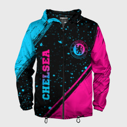 Мужская ветровка 3D Chelsea - neon gradient: надпись, символ