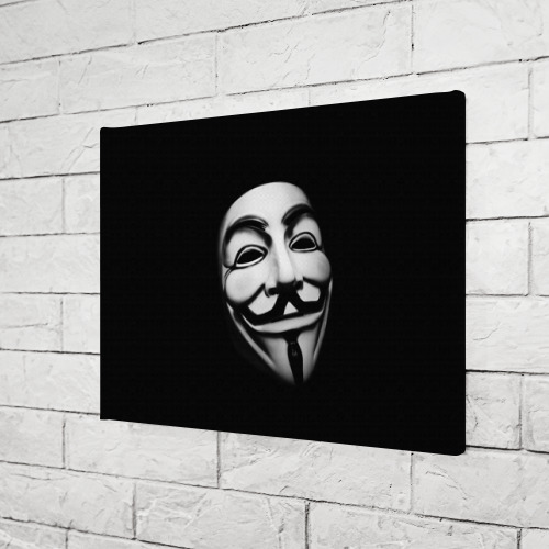 Холст прямоугольный Маска Анонимуса - Гай Фокс, цвет 3D печать - фото 3