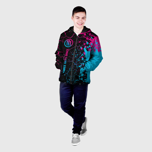 Мужская куртка 3D Three Days Grace - neon gradient: по-вертикали, цвет 3D печать - фото 3