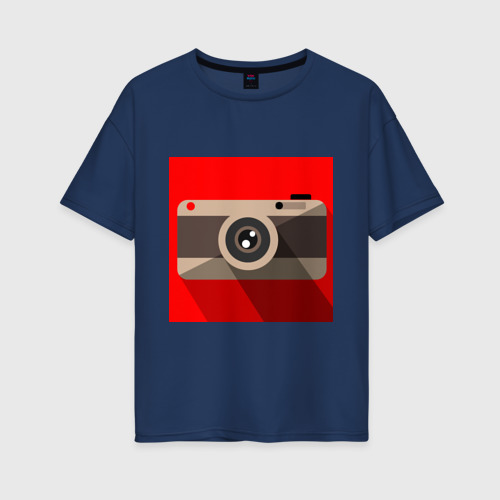 Женская футболка хлопок Oversize с принтом Фотоаппарат flat, вид спереди #2