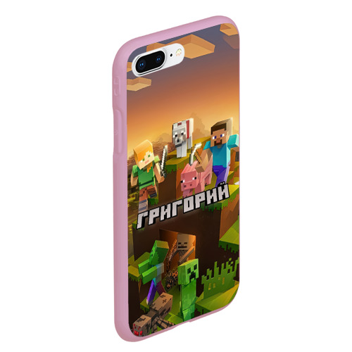 Чехол для iPhone 7Plus/8 Plus матовый Григорий Minecraft, цвет розовый - фото 3