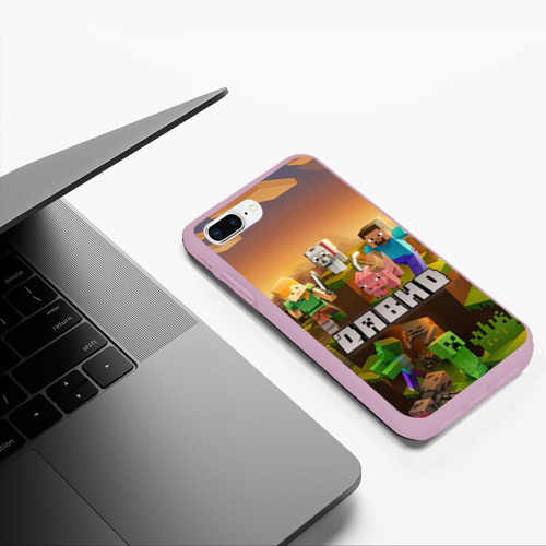 Чехол для iPhone 7Plus/8 Plus матовый Давид Minecraft, цвет розовый - фото 5