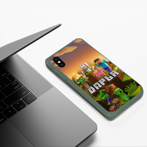 Чехол для iPhone XS Max матовый Дарья Minecraft, цвет темно-зеленый - фото 5