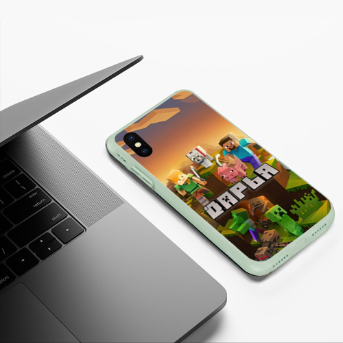 Чехол для iPhone XS Max матовый Дарья Minecraft, цвет салатовый - фото 5