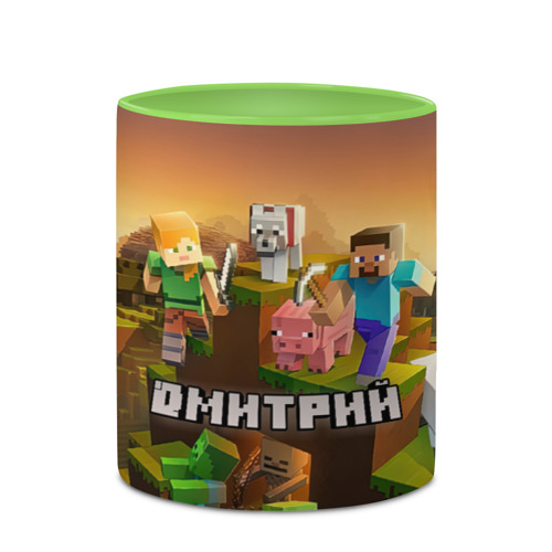 Кружка с полной запечаткой Дмитрий Minecraft, цвет белый + светло-зеленый - фото 4