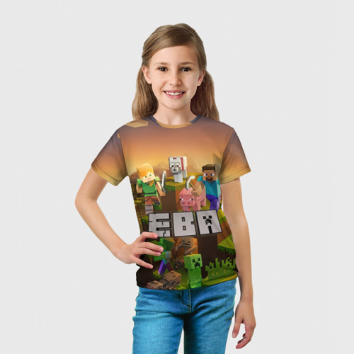Детская футболка 3D Ева Minecraft, цвет 3D печать - фото 5