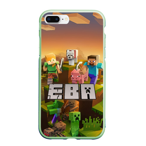 Чехол для iPhone 7Plus/8 Plus матовый Ева Minecraft, цвет салатовый