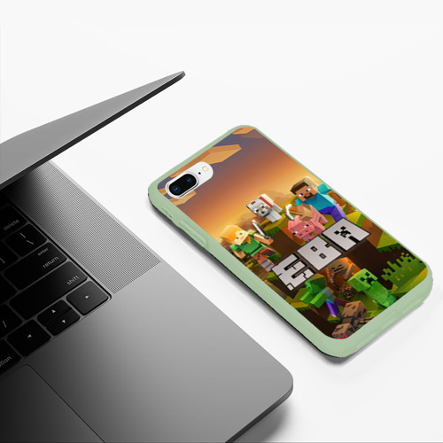 Чехол для iPhone 7Plus/8 Plus матовый Ева Minecraft, цвет салатовый - фото 5