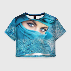 Женская футболка Crop-top 3D Синеглазая девушка в хиджабе