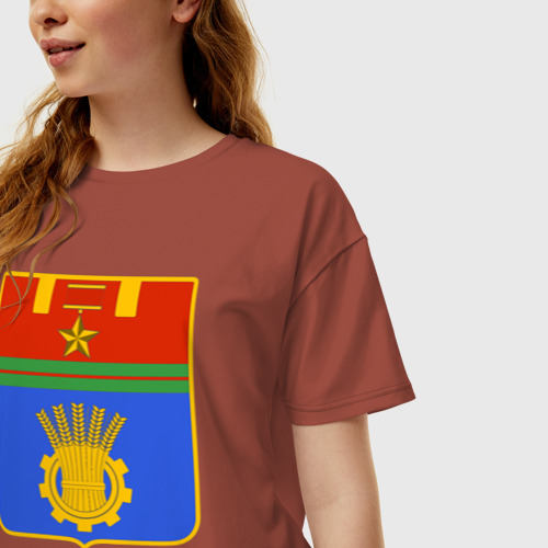 Женская футболка хлопок Oversize Герб Волгограда, цвет кирпичный - фото 3