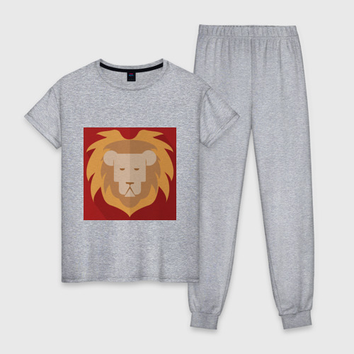 Женская пижама хлопок с принтом Лев-царь зверей, вид спереди #2