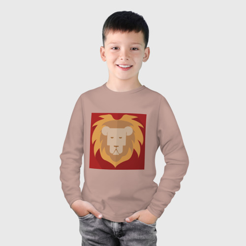 Детский лонгслив хлопок с принтом Лев-царь зверей, фото на моделе #1