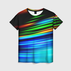 Абстрактные неоновые полосы – Женская футболка 3D с принтом купить со скидкой в -26%