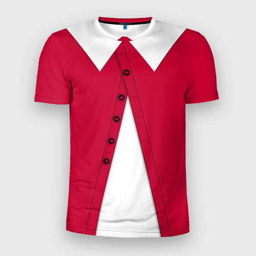 Мужская футболка 3D Slim с принтом Новогодний костюм Буратино Красная курточка, вид спереди #2