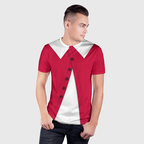 Мужская футболка 3D Slim с принтом Новогодний костюм Буратино Красная курточка, фото на моделе #1