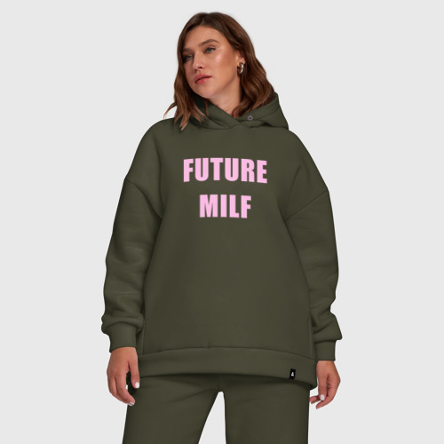 Женский костюм хлопок Oversize Future MILF, цвет хаки - фото 5