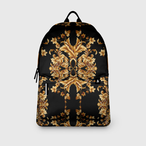 Рюкзак 3D с принтом Золотая гжель модные цветы, вид сбоку #3