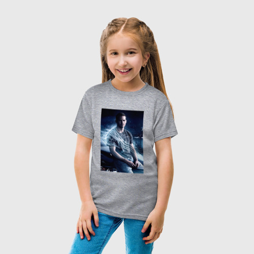 Детская футболка хлопок Пол Уокер на капоте, цвет меланж - фото 5